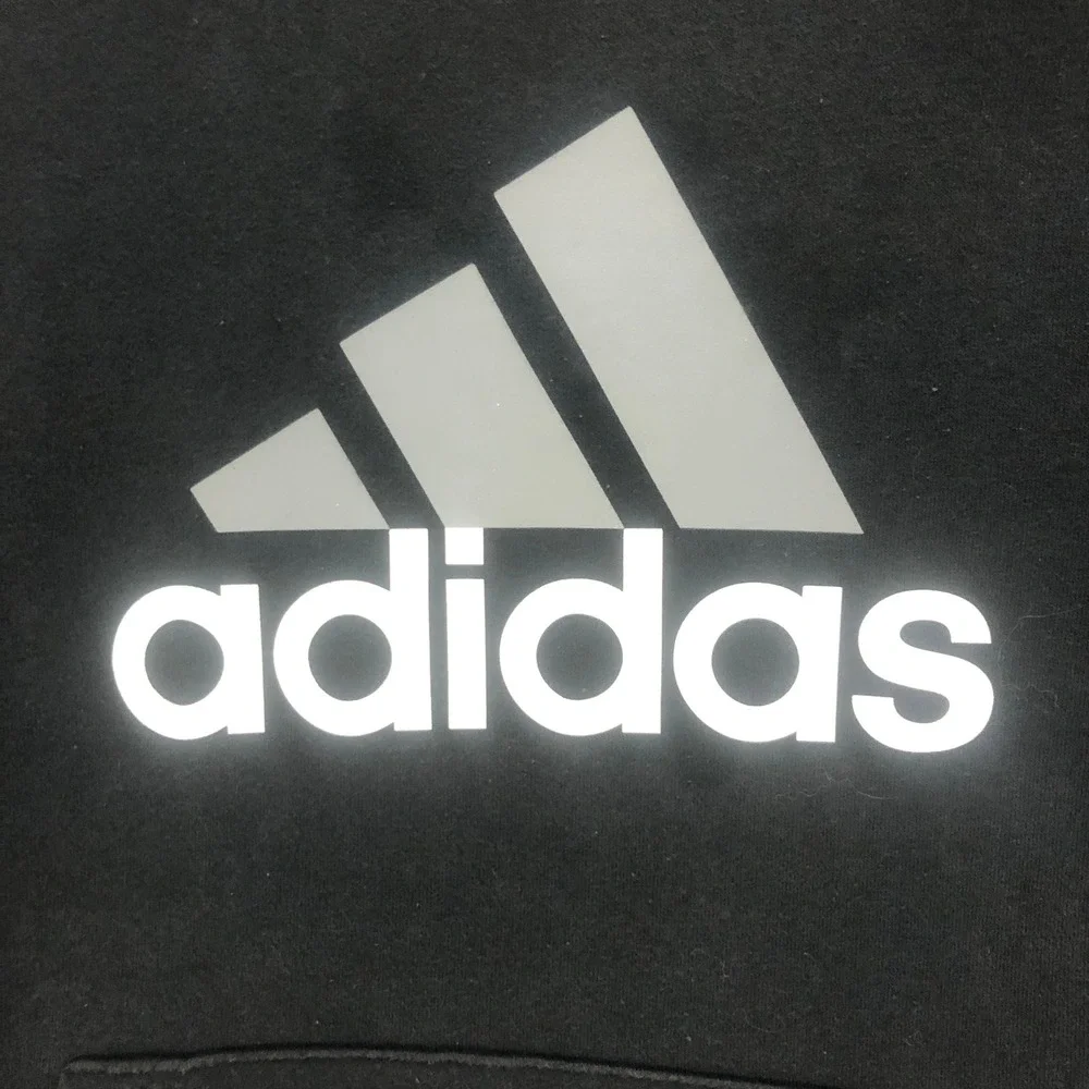 Adidas Boys Black Logo Pullover Hoodie Sweatshirt Regular Fit Size‎ L 14/16